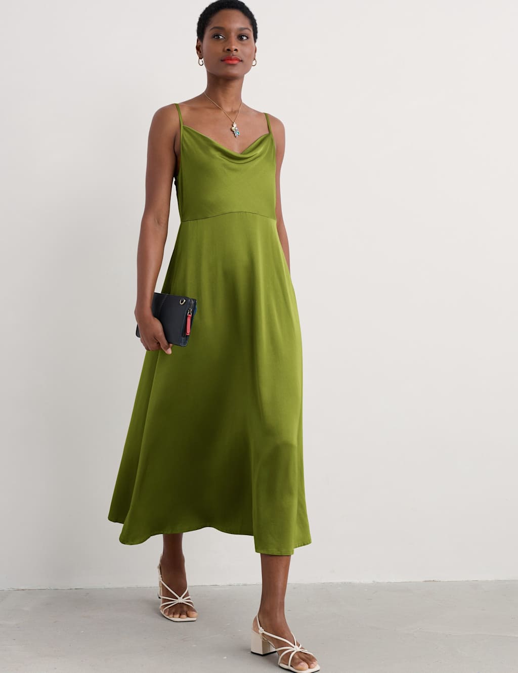 Cowl Neck Strappy Midi Slip Dress 3 of 5