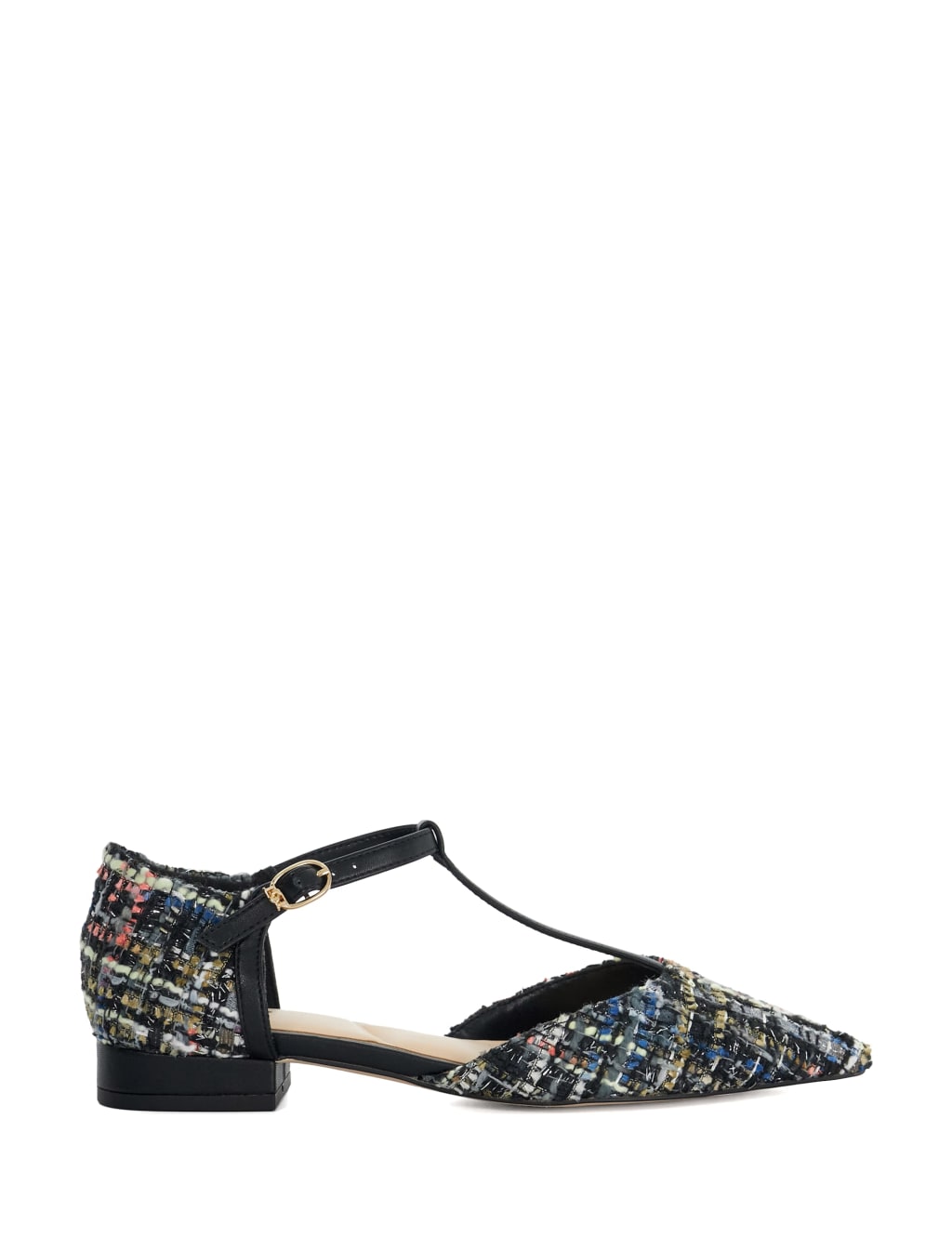 Tweed Ankle Strap T Bar Pointed Pumps Dune London M S