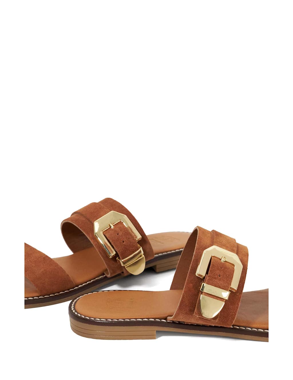 Leather Western Buckle Flat Sandals 5 of 5