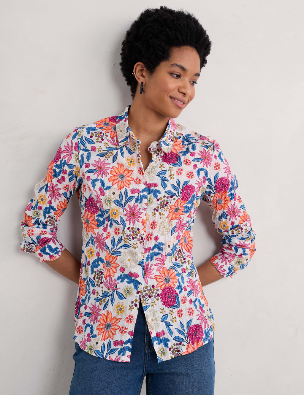 Floral collared shirt womens hot sale