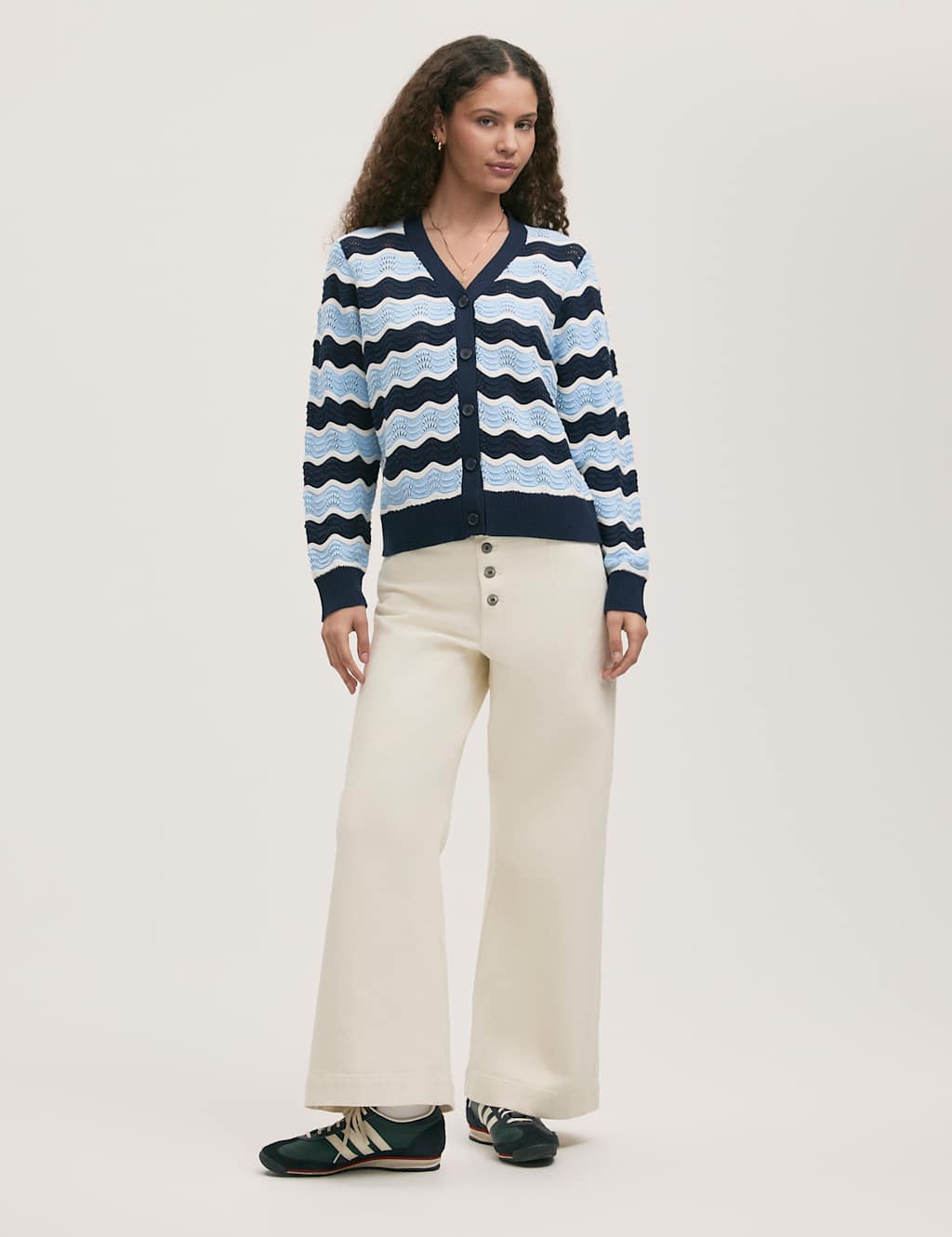 Pure Cotton Striped V-Neck Cardigan 2 of 4