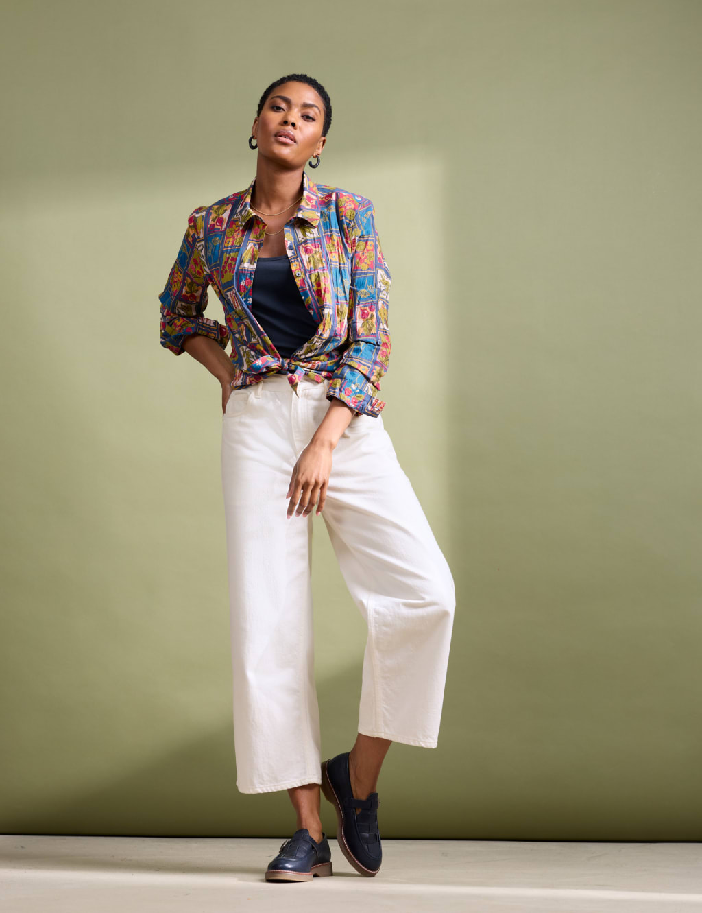 Pure Cotton Printed Crinkle Collared Shirt 1 of 7