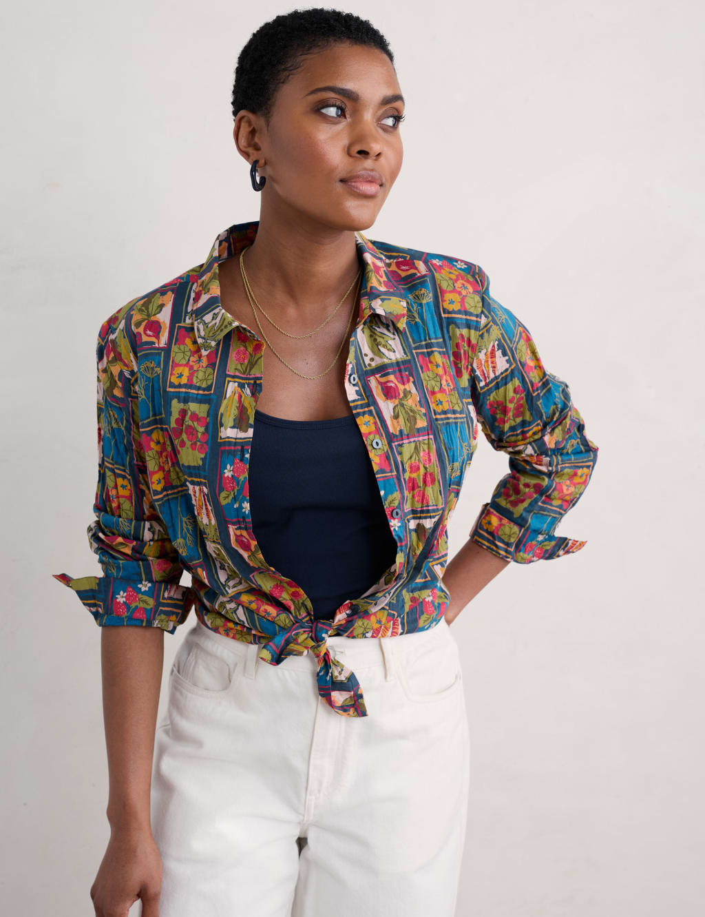 Pure Cotton Printed Crinkle Collared Shirt 4 of 7
