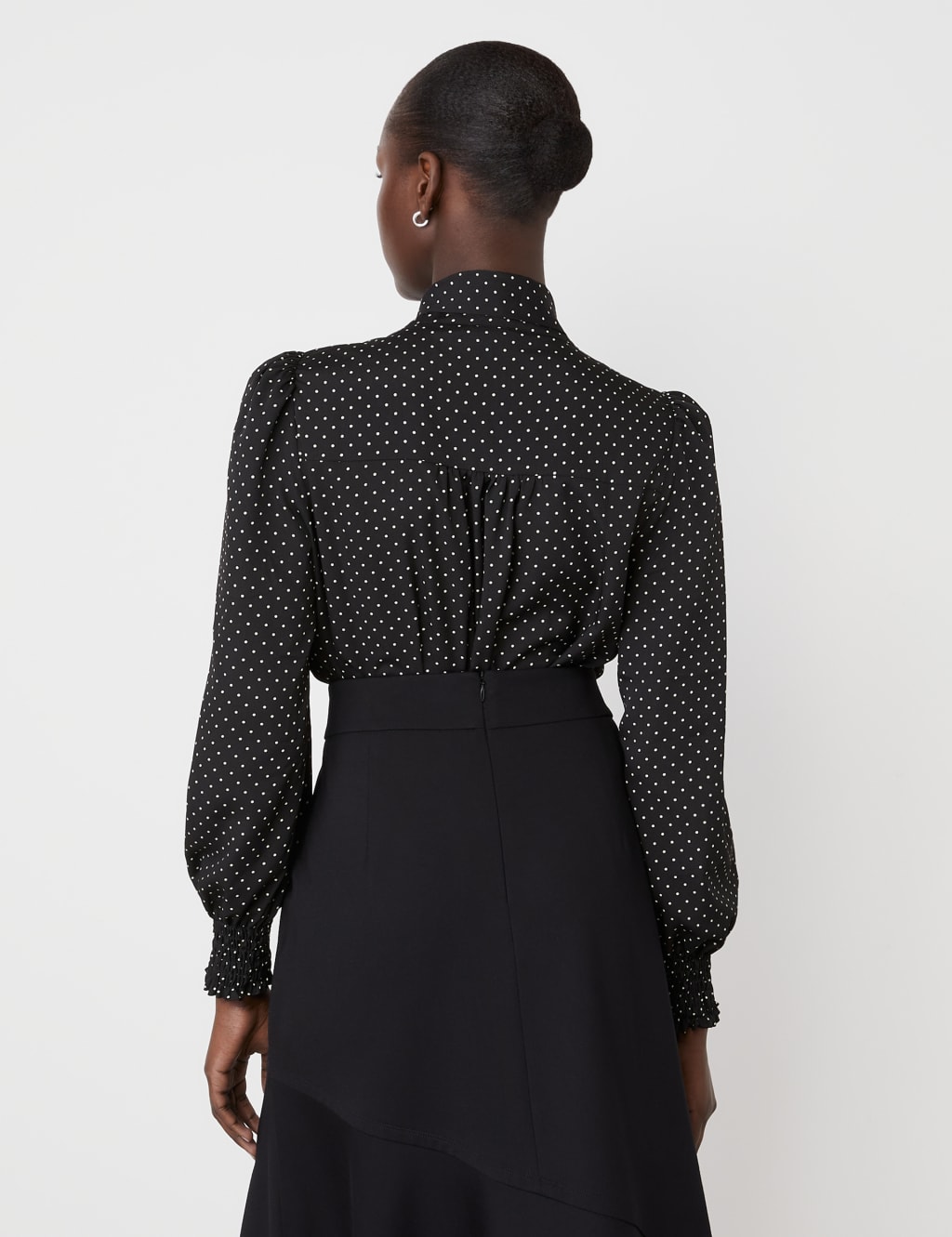 Crepe Polka Dot Tie Neck Blouse 2 of 5