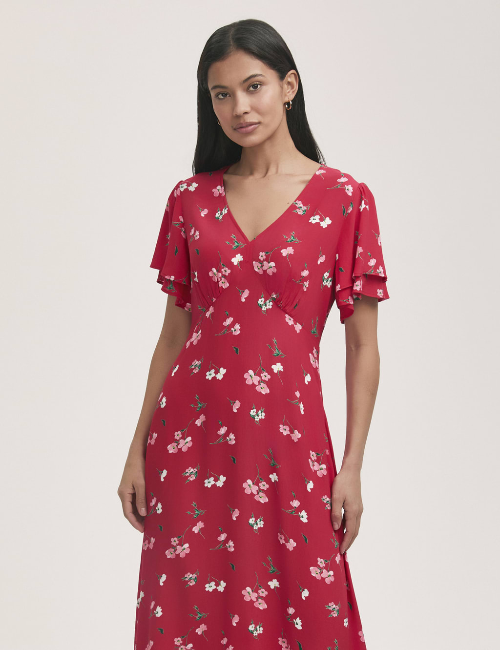 Ditsy Floral V-Neck Midi Tea Dress 3 of 4