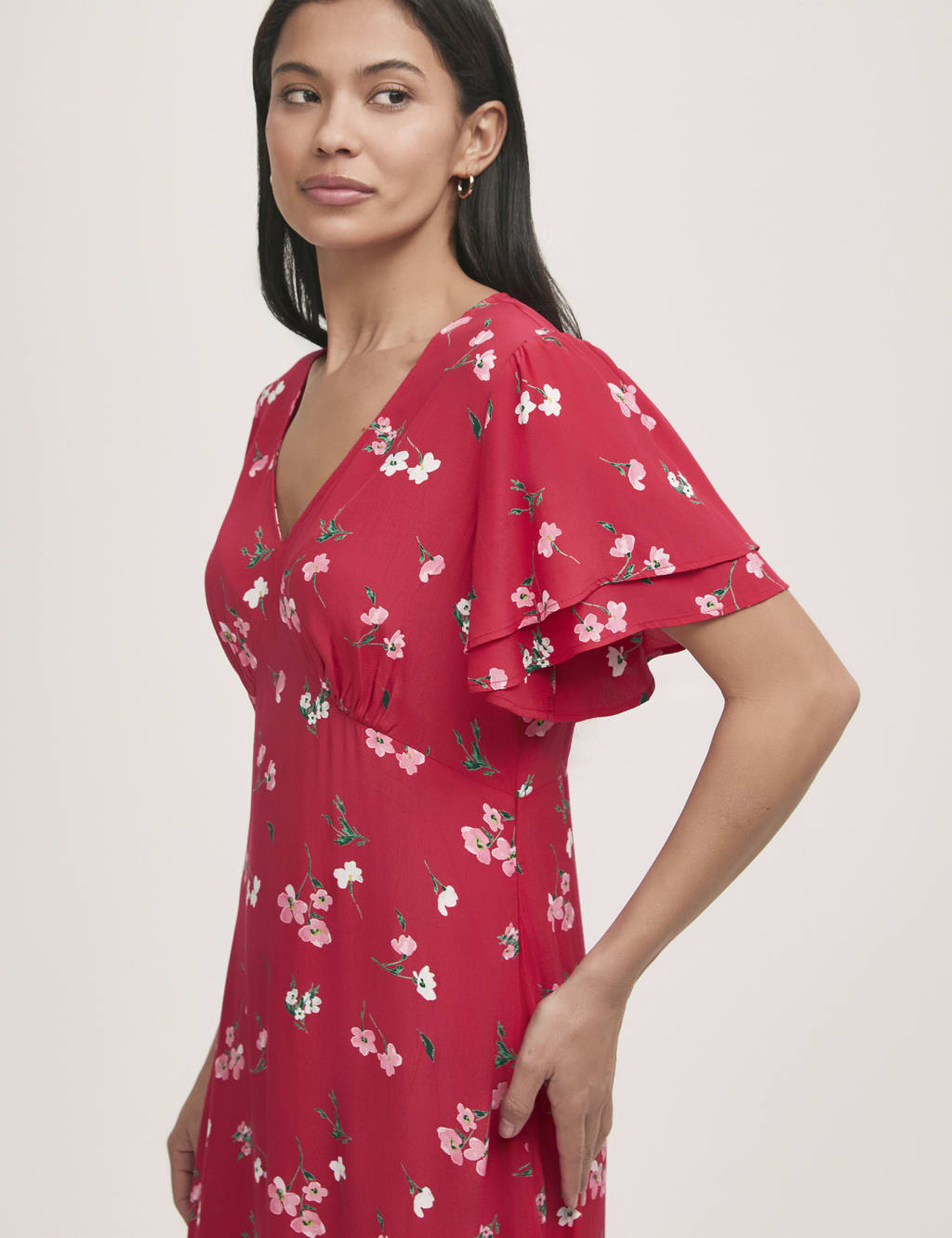Ditsy Floral V-Neck Midi Tea Dress 4 of 4