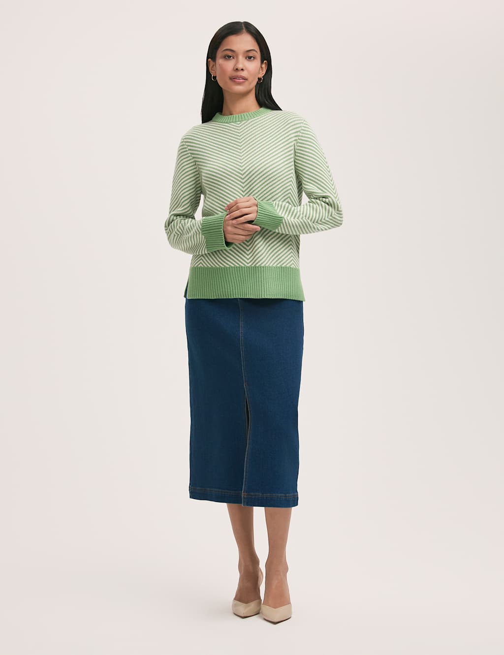 Stella Cotton Rich Striped Crew Neck Jumper 2 of 4