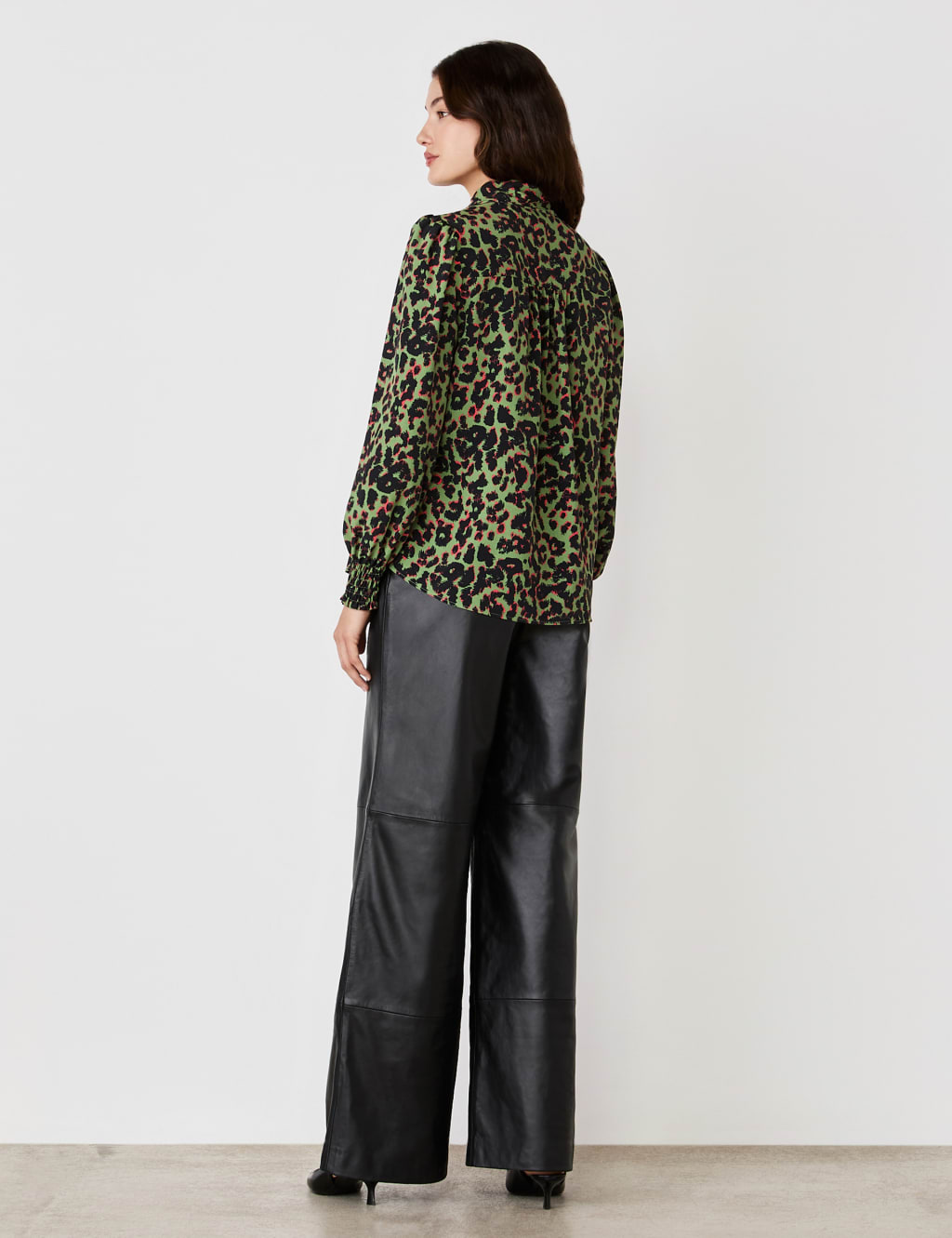 Crepe Animal Print Tie Neck Blouse 3 of 4