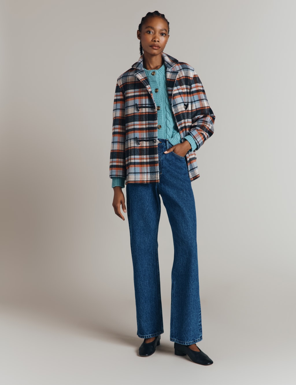 Wool Blend Checked Collared Jacket 2 of 7