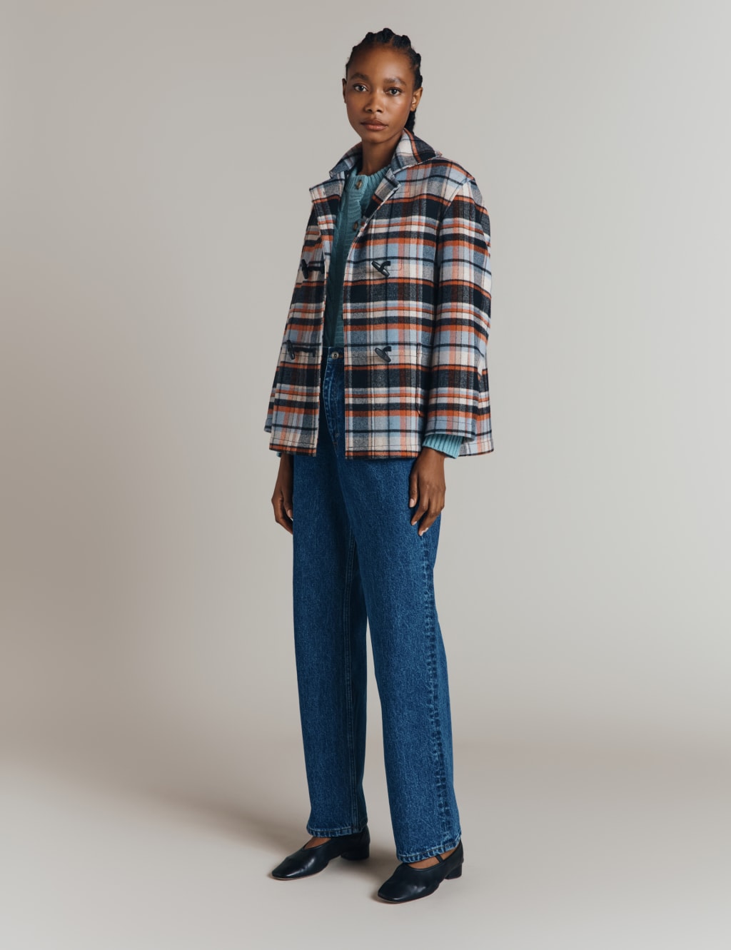 Wool Blend Checked Collared Jacket 3 of 7