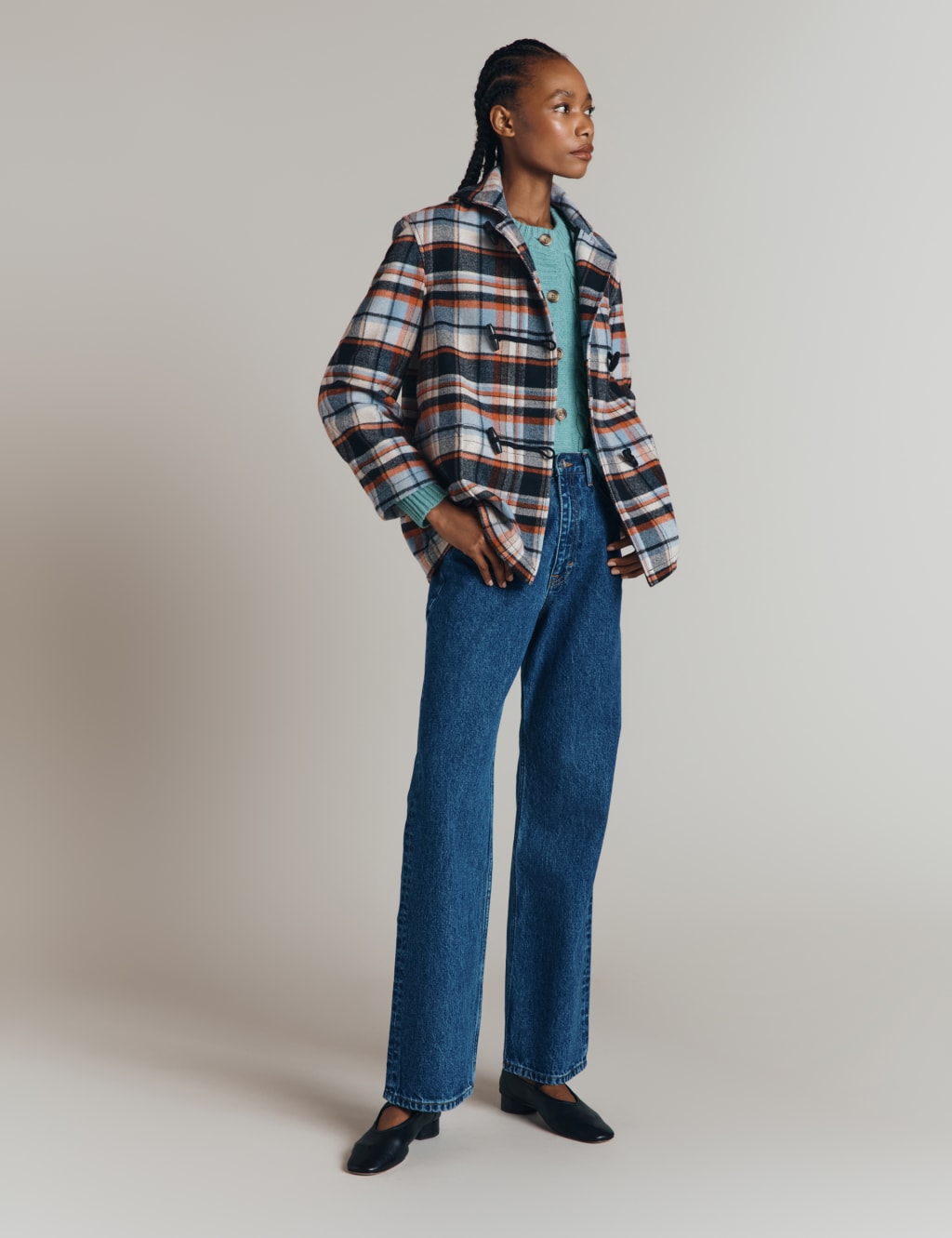 Wool Blend Checked Collared Jacket 4 of 7