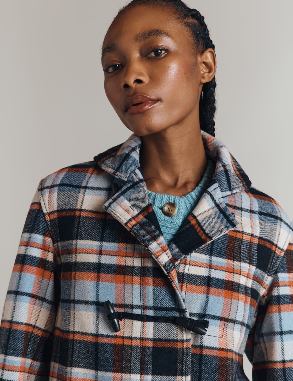 Wool Blend Checked Collared Jacket 7 of 7