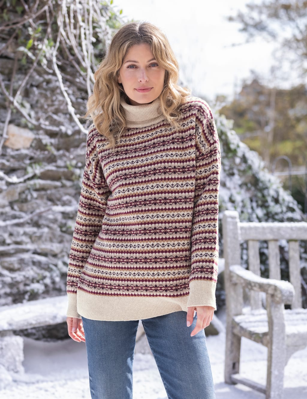 Pure Lambswool Fair Isle Roll Neck Jumper Celtic Co. M S
