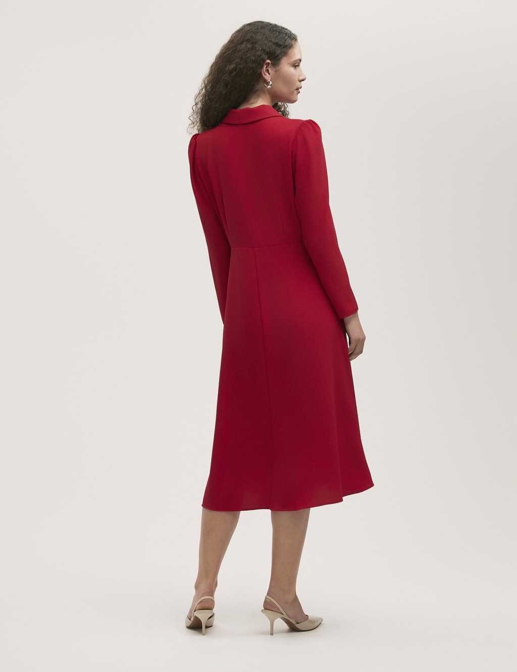 Crepe Textured Midi Shirt Dress 2 of 4