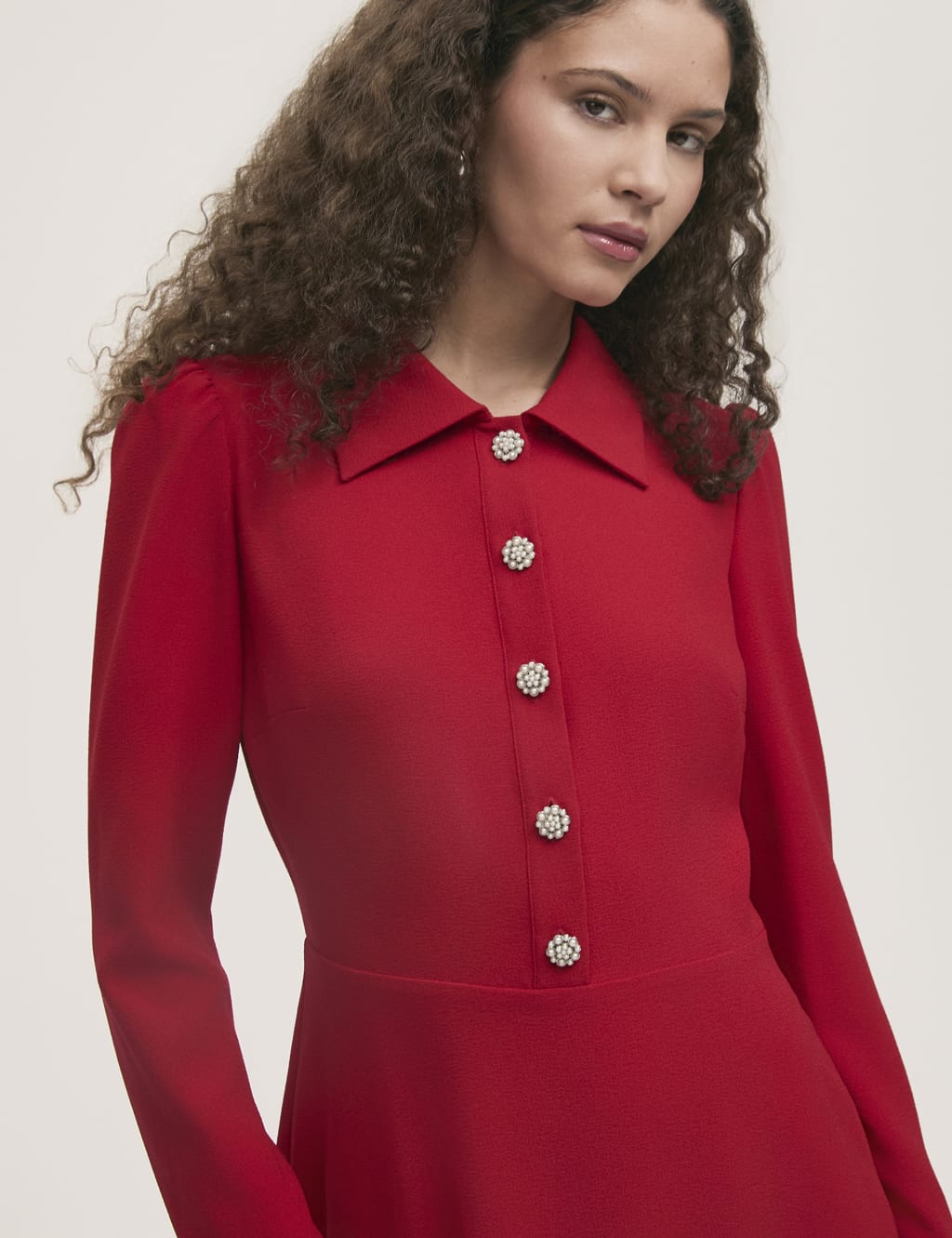 Crepe Textured Midi Shirt Dress 3 of 4