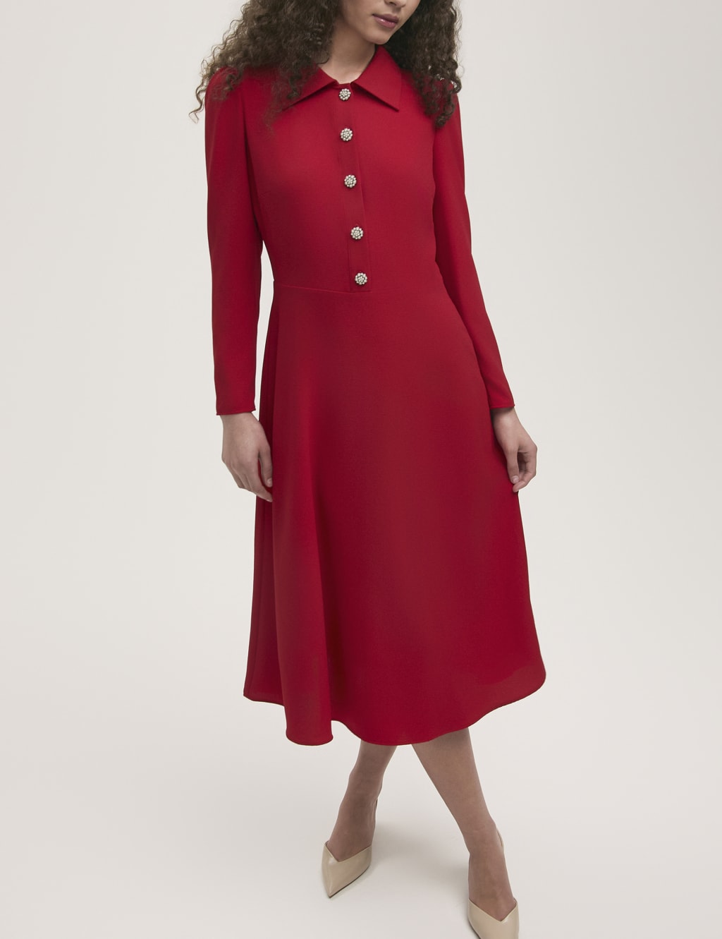 Crepe Textured Midi Shirt Dress 4 of 4