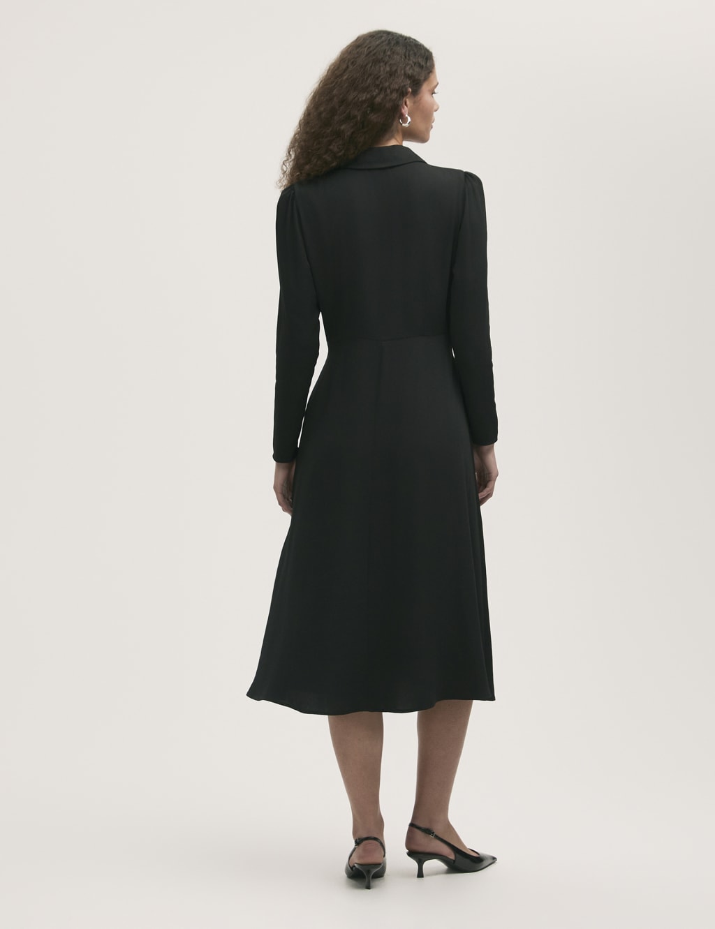 Crepe Textured Midi Shirt Dress 2 of 4
