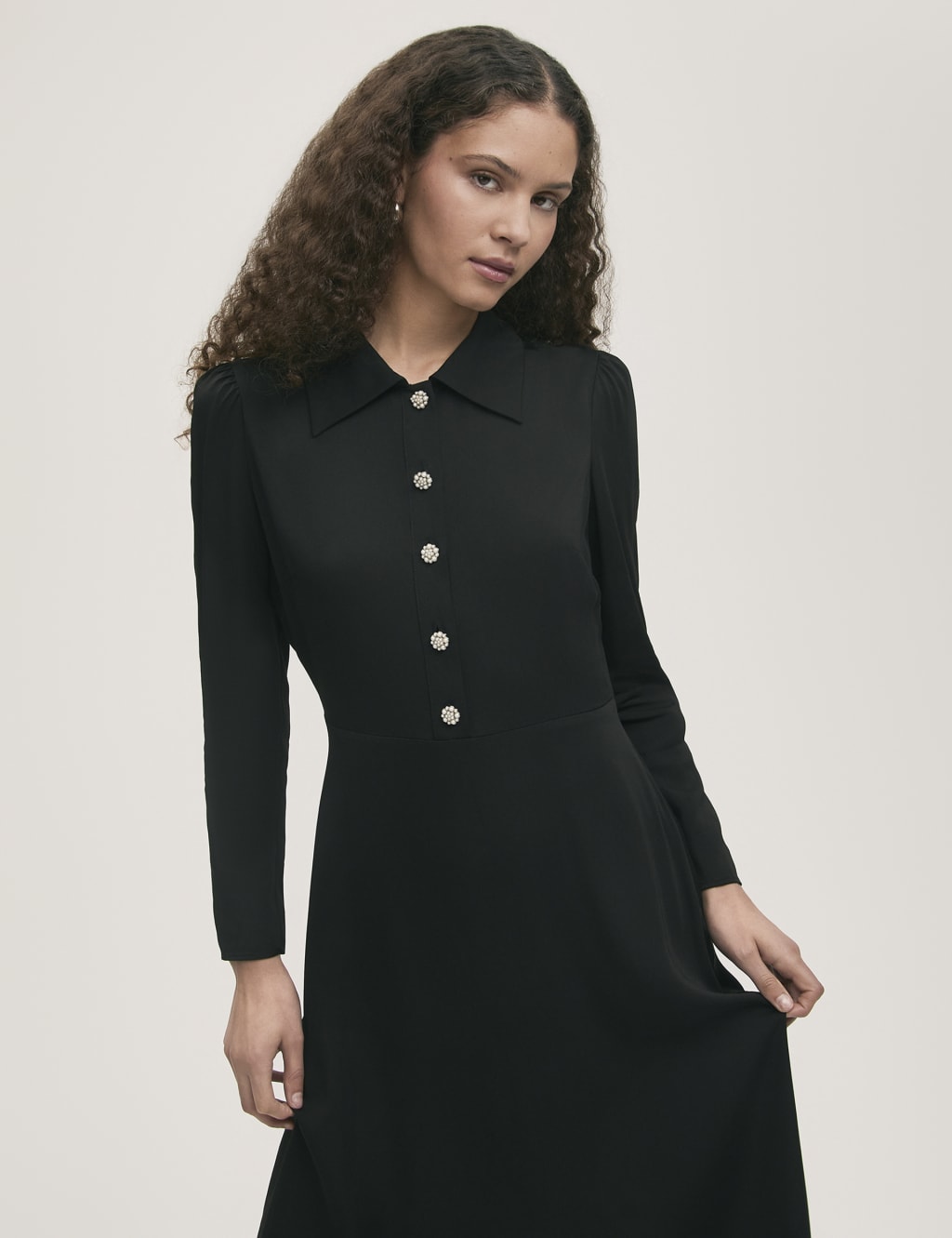 Crepe Textured Midi Shirt Dress 3 of 4