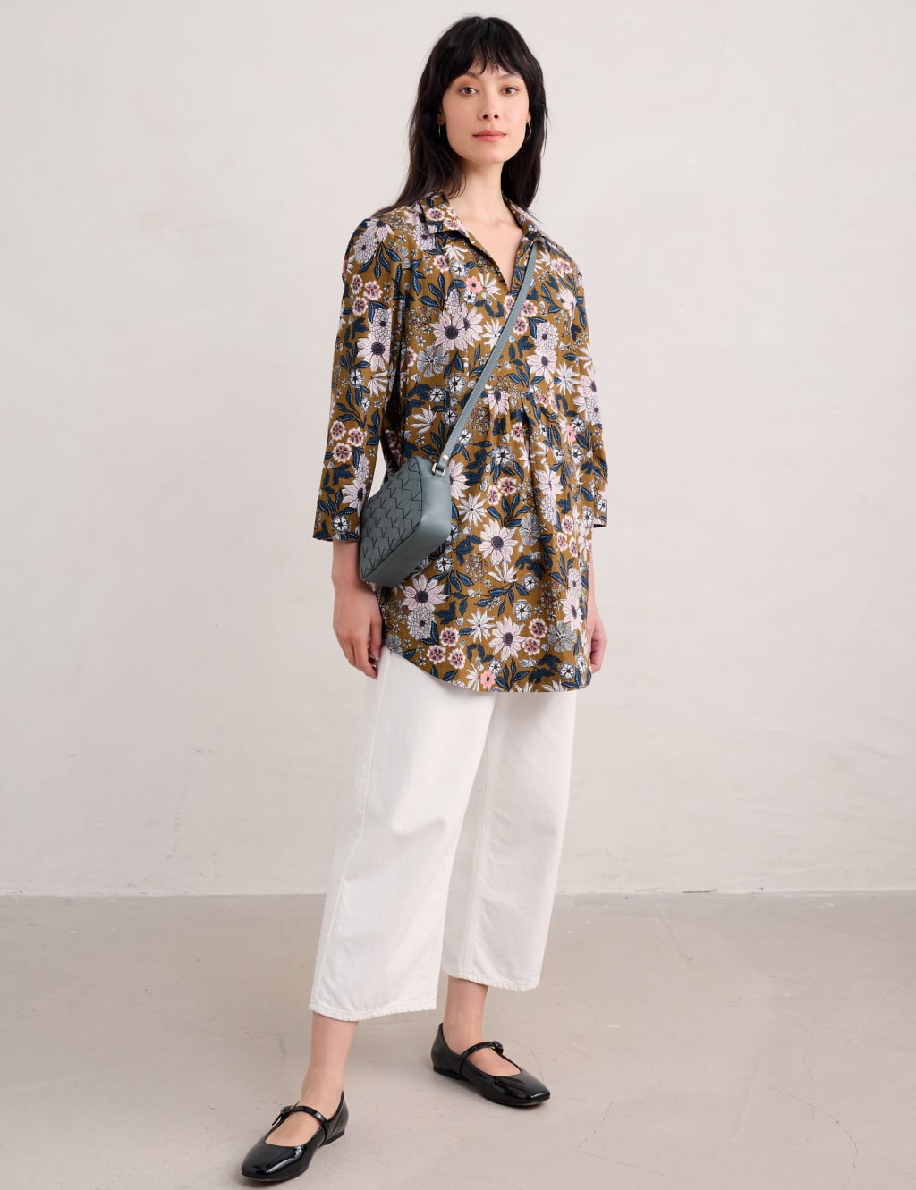 Pure Cotton Jersey Floral Collared Tunic Seasalt Cornwall M S