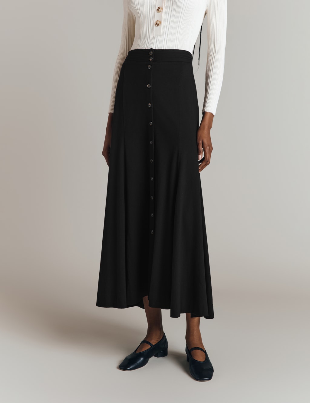 Black cotton jersey skirt deals