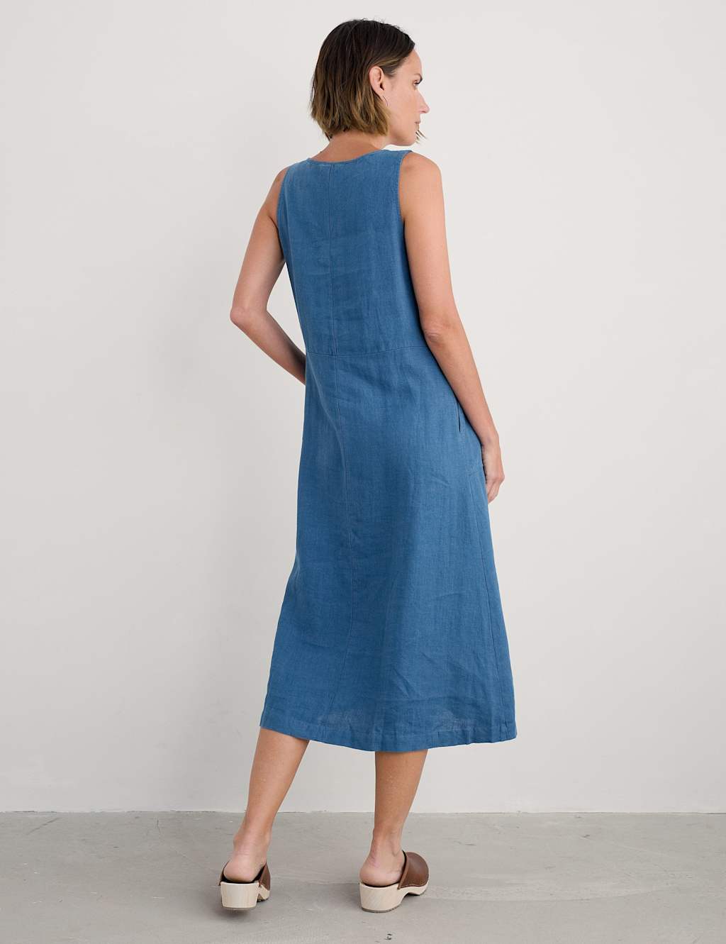 Pure Linen Midi Relaxed Waisted Dress 3 of 4