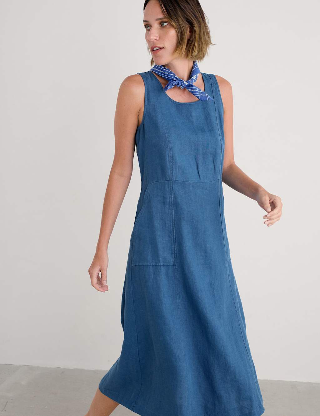 Pure Linen Midi Relaxed Waisted Dress 4 of 4