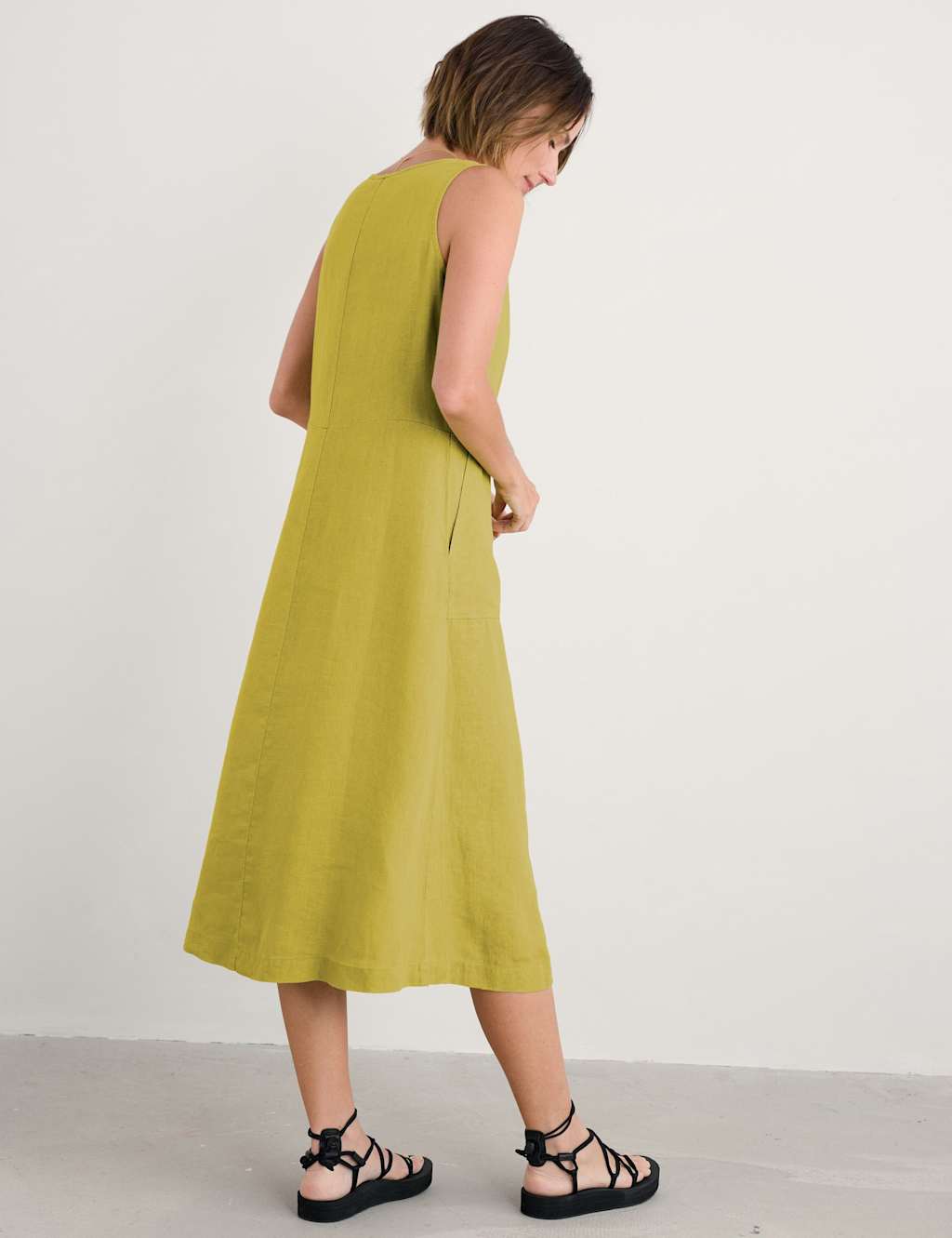 Pure Linen Midi Relaxed Waisted Dress 4 of 4