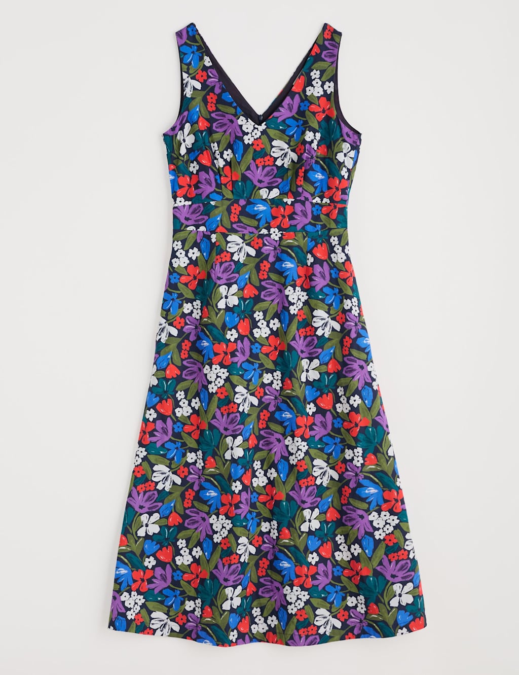 Pure Cotton Floral V-Neck Midi Skater Dress 2 of 5