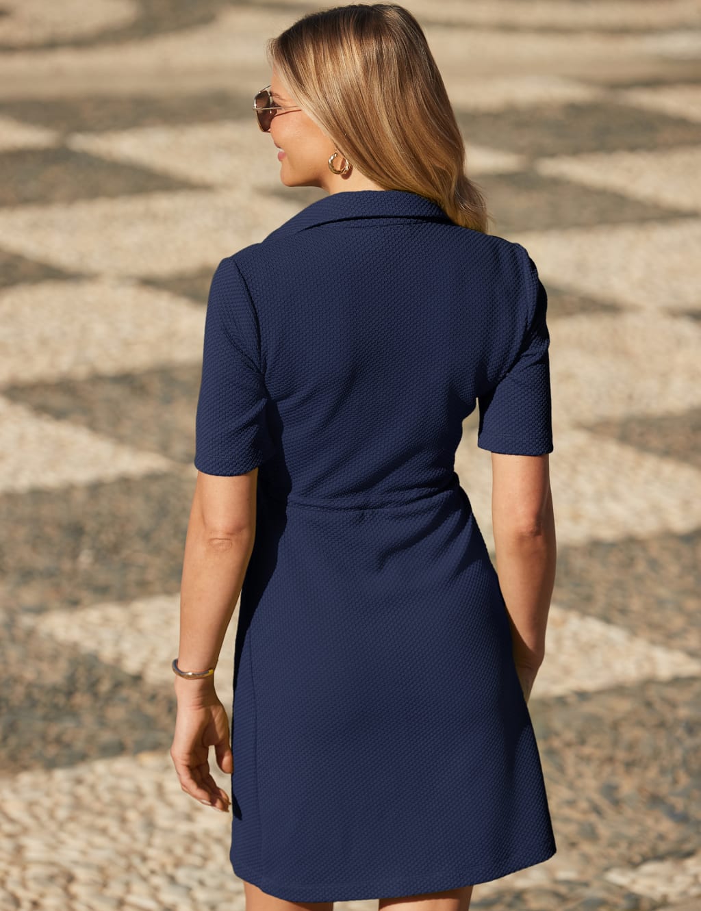 Jersey Zip Up Knee Length Shift Dress 3 of 5