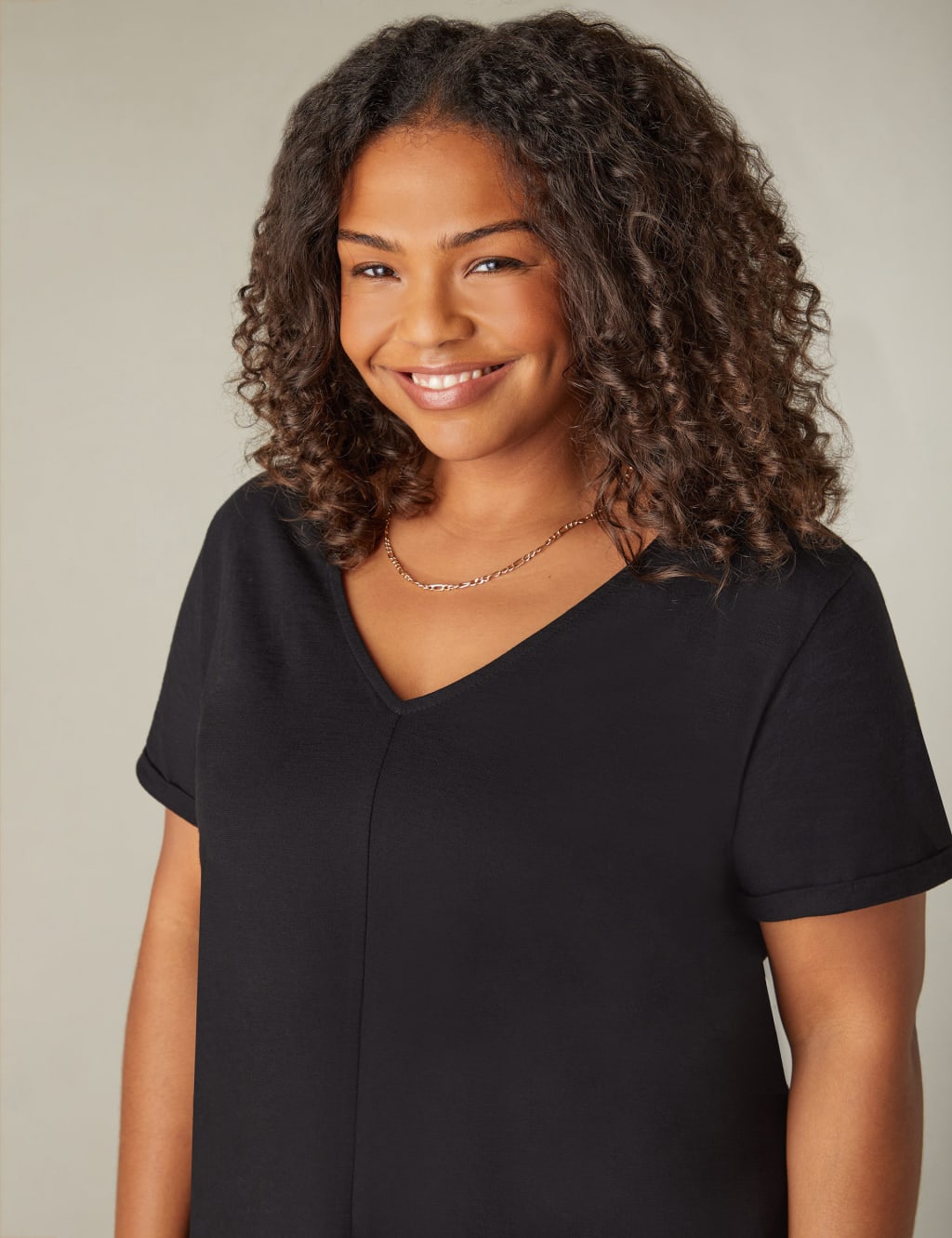 Pure Cotton Long V-Neck Longline T-Shirt 3 of 4