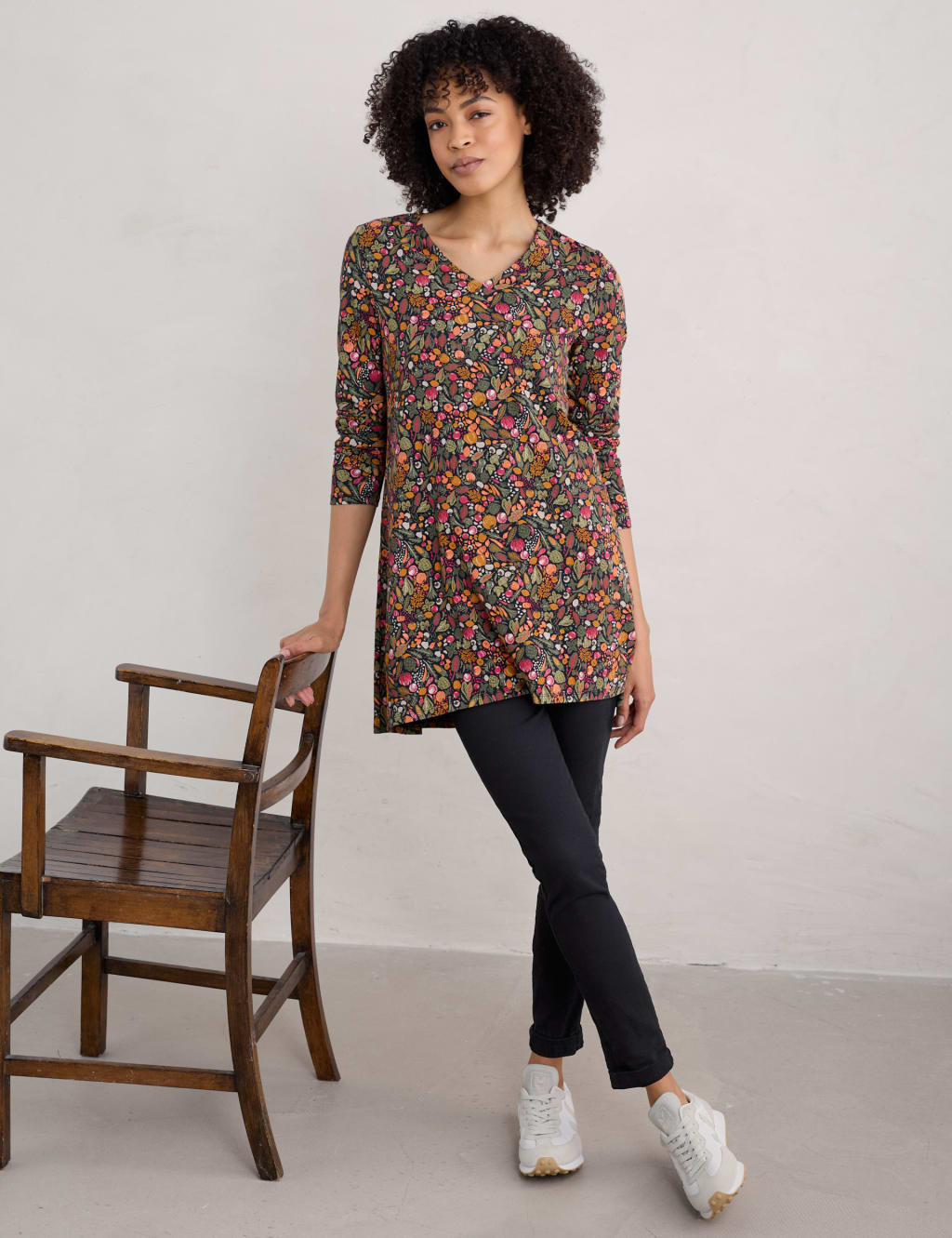 Cotton Rich Printed V-Neck Tunic 1 of 5