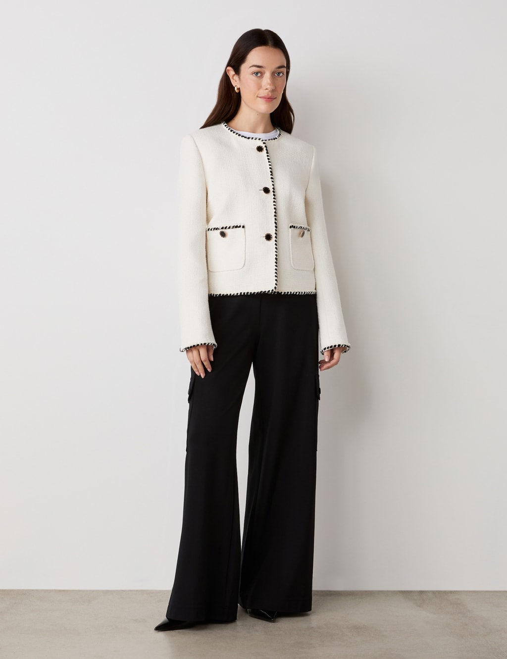 Tweed Collarless Short Jacket 2 of 4