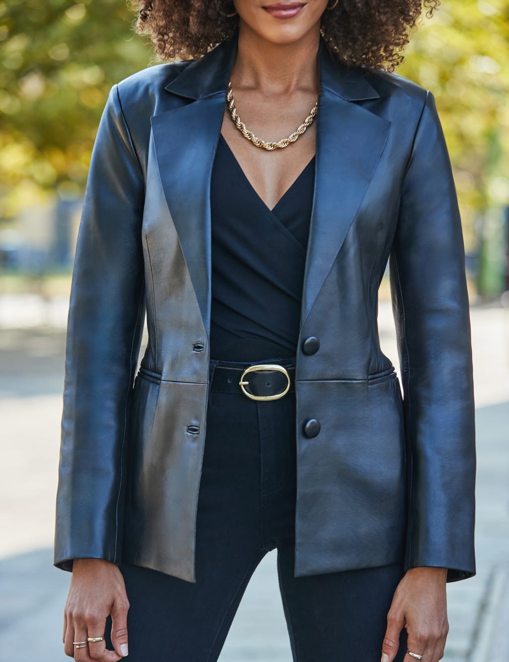 Leather Hourglass Blazer 4 of 5