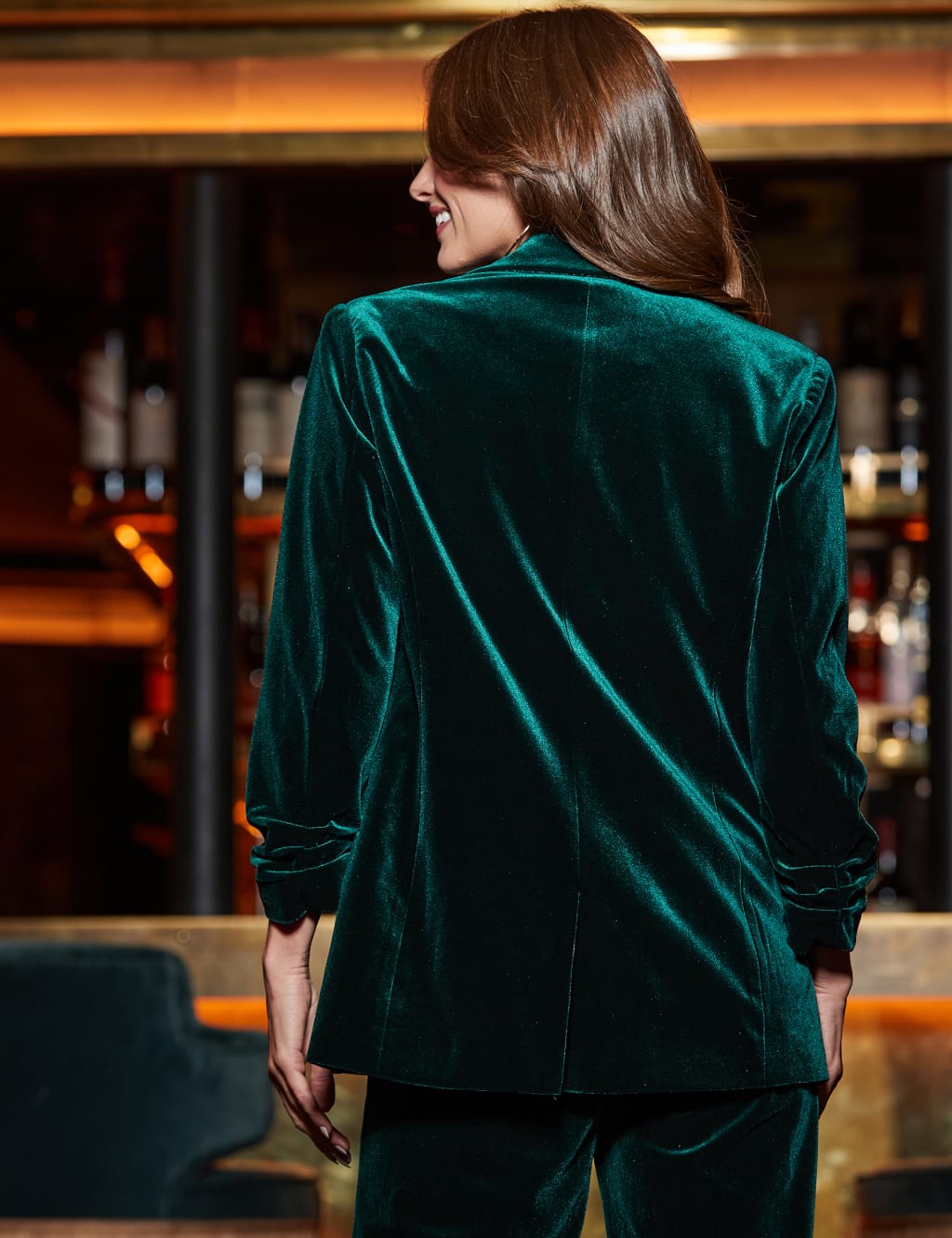 Velvet long blazer top
