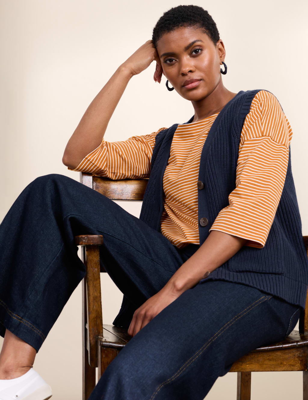 Pure Cotton V-Neck Knitted Vest 1 of 5