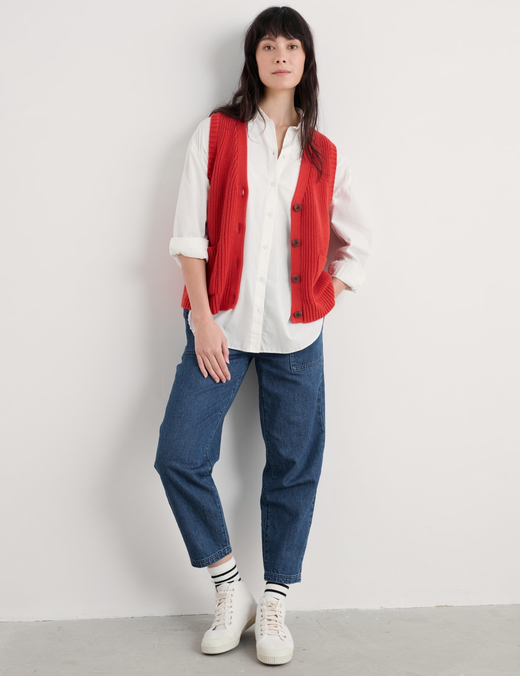 Pure Cotton V-Neck Knitted Vest 3 of 4