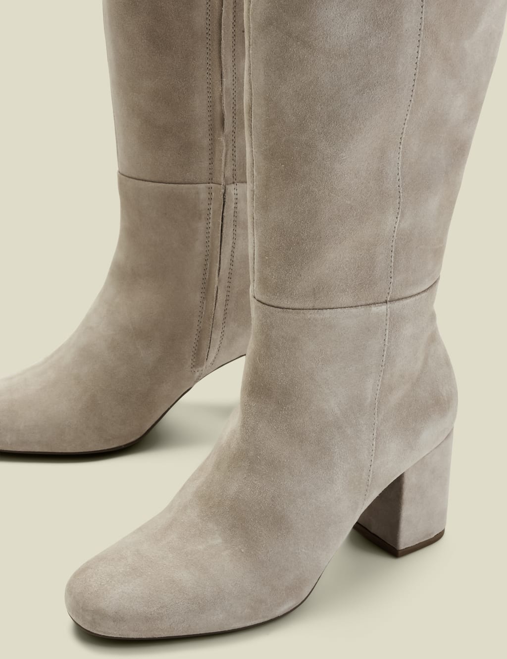 Suede Block Heel Round Toe Knee High Boots 3 of 4