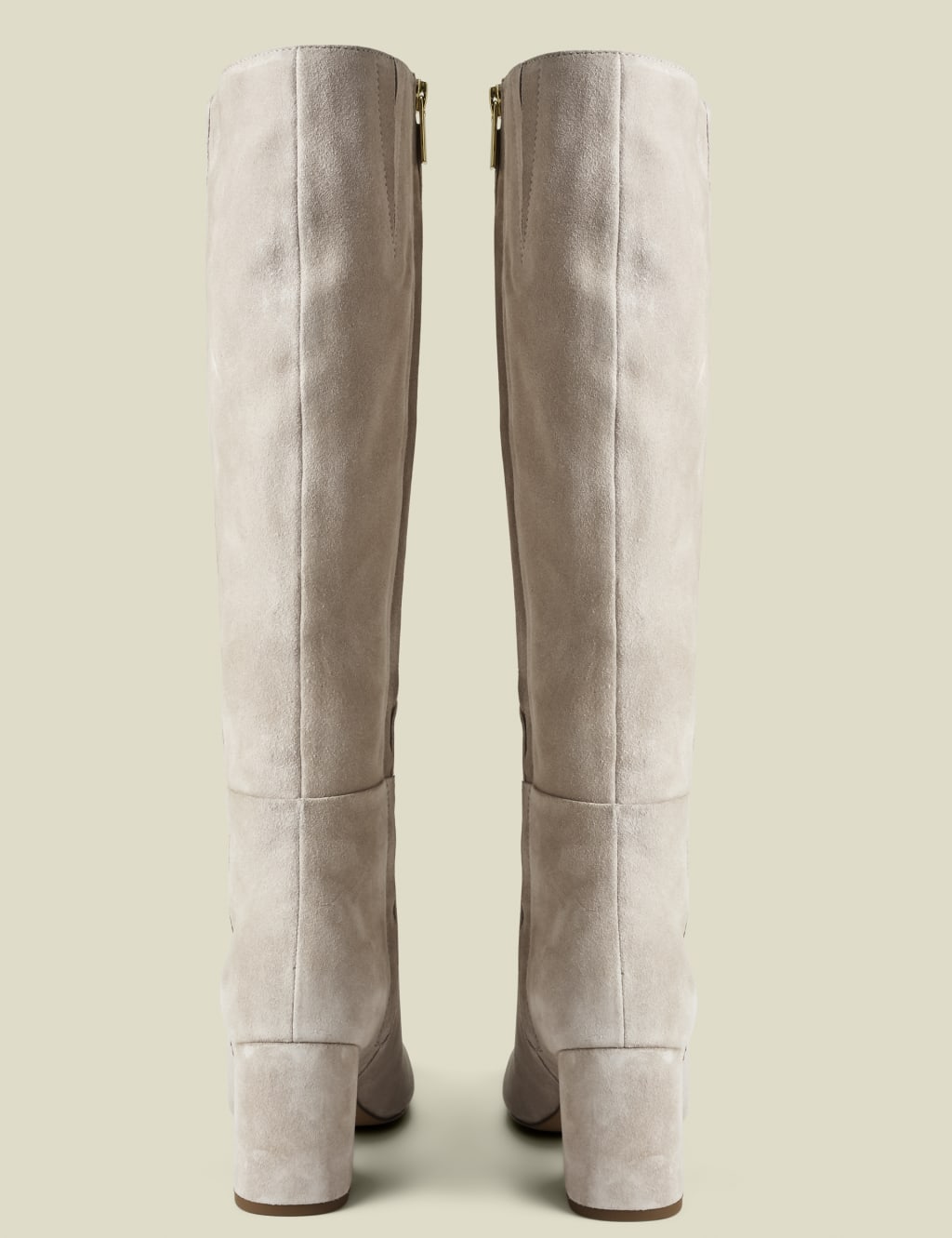 Suede Block Heel Round Toe Knee High Boots 4 of 4