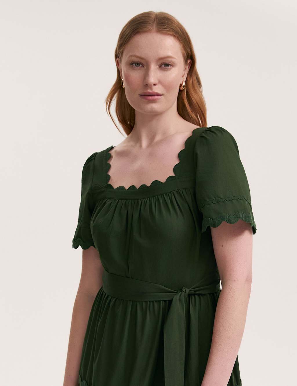 Pure Cotton Square Neck Midi Tiered Dress 4 of 4