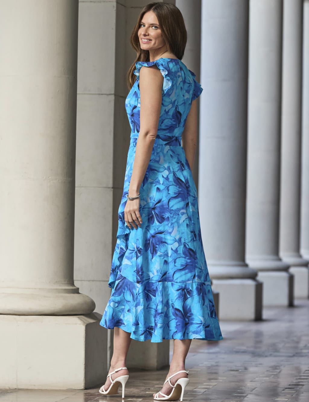 Floral Belted Midi Wrap Dress 3 of 5