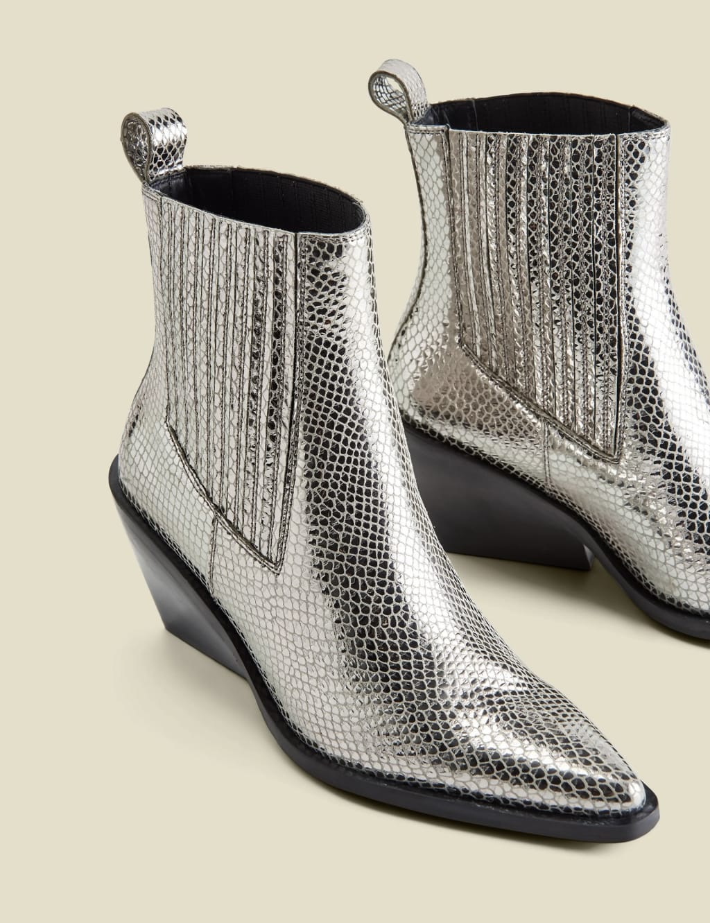 Sinclair metallic embossed leather ankle boot hotsell