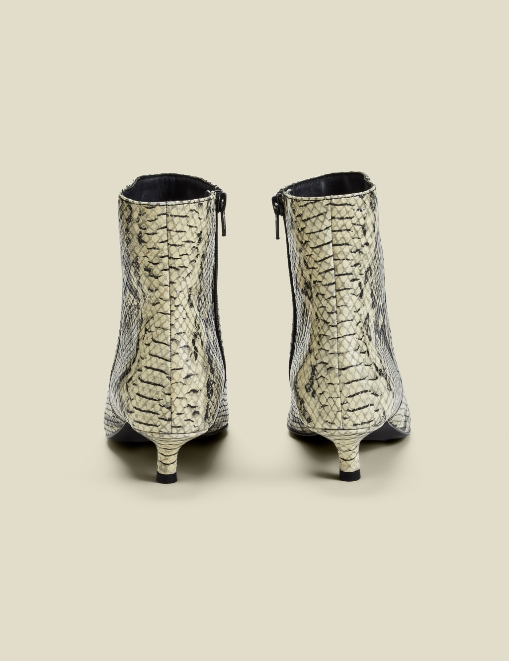 Leather Kitten Heel Pointed Ankle Boots 5 of 6