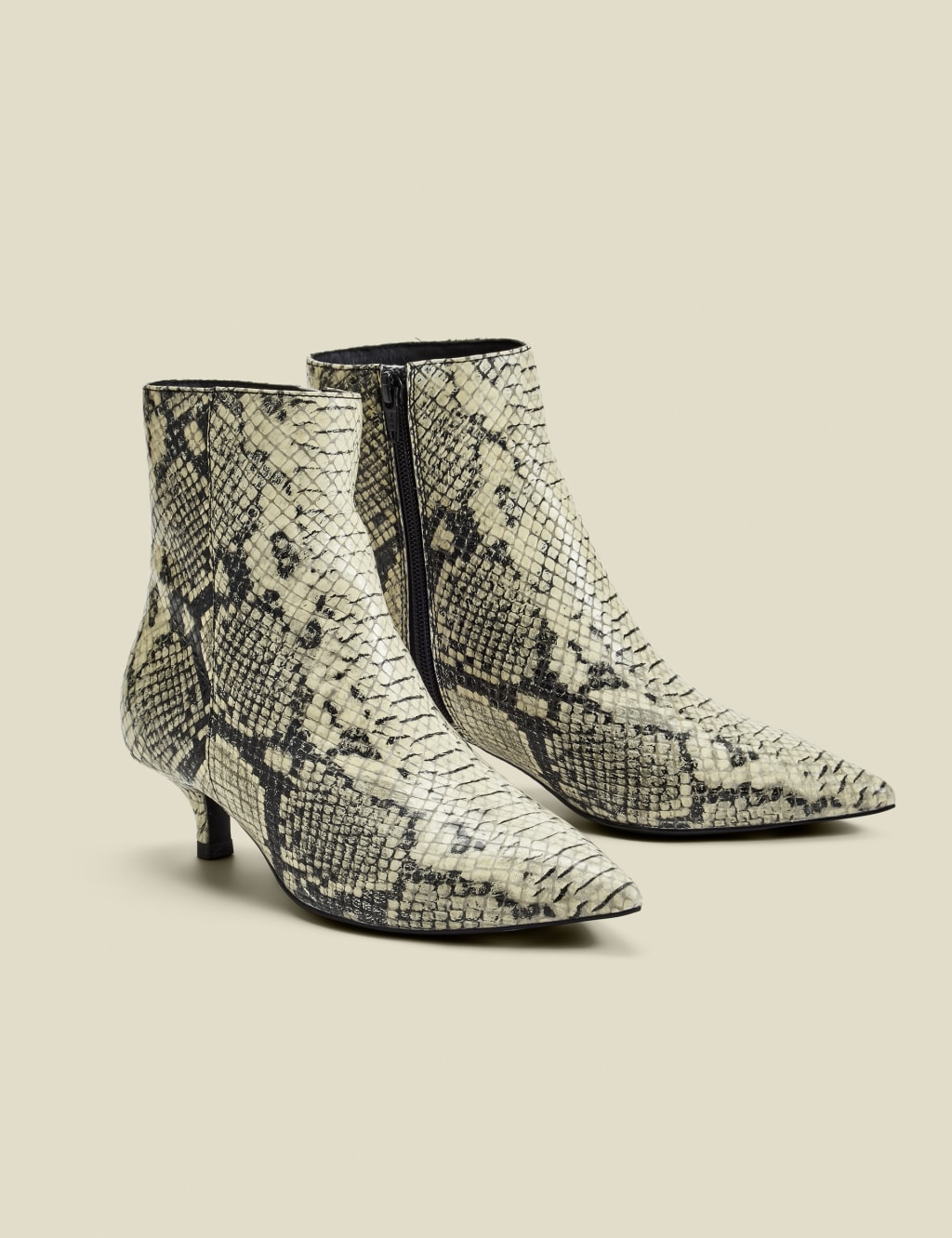 Leather Kitten Heel Pointed Ankle Boots 6 of 6