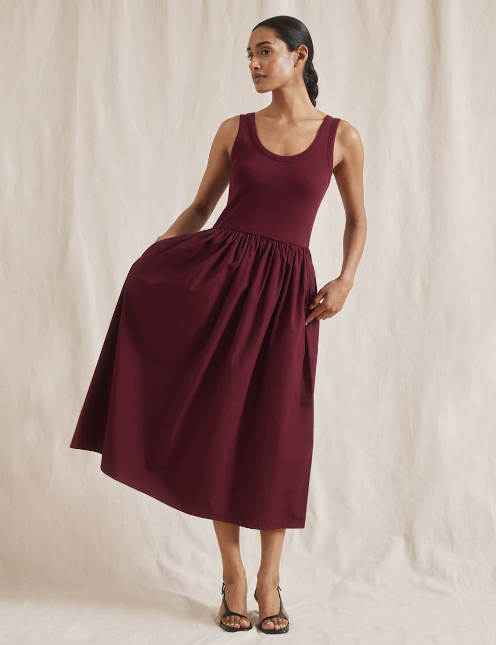 Pure Cotton Round Neck Midi Skater Dress 5 of 6