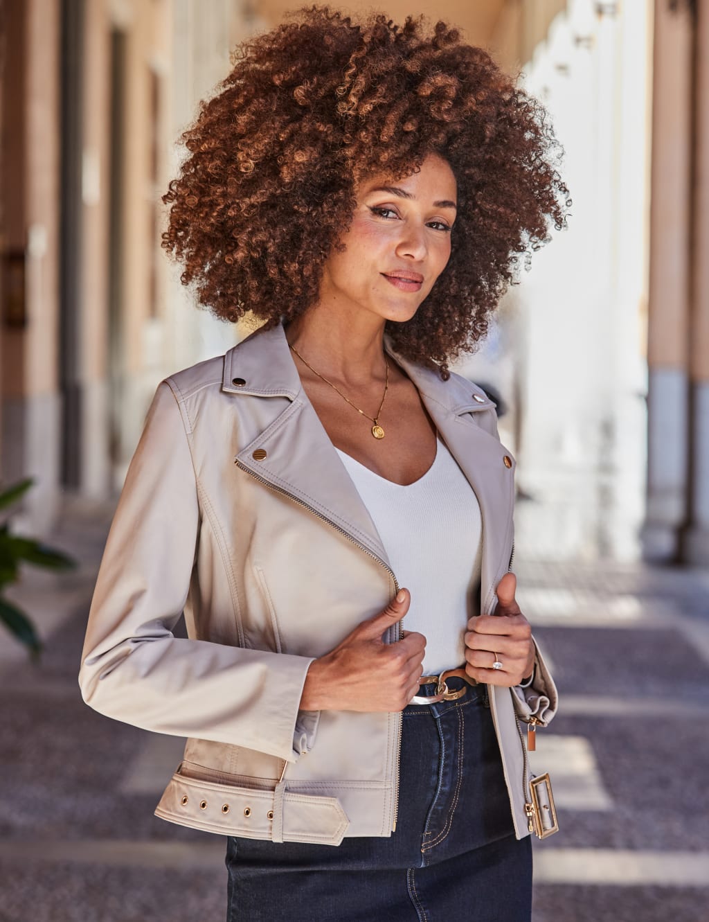 Leather Relaxed Biker Jacket 2 of 7