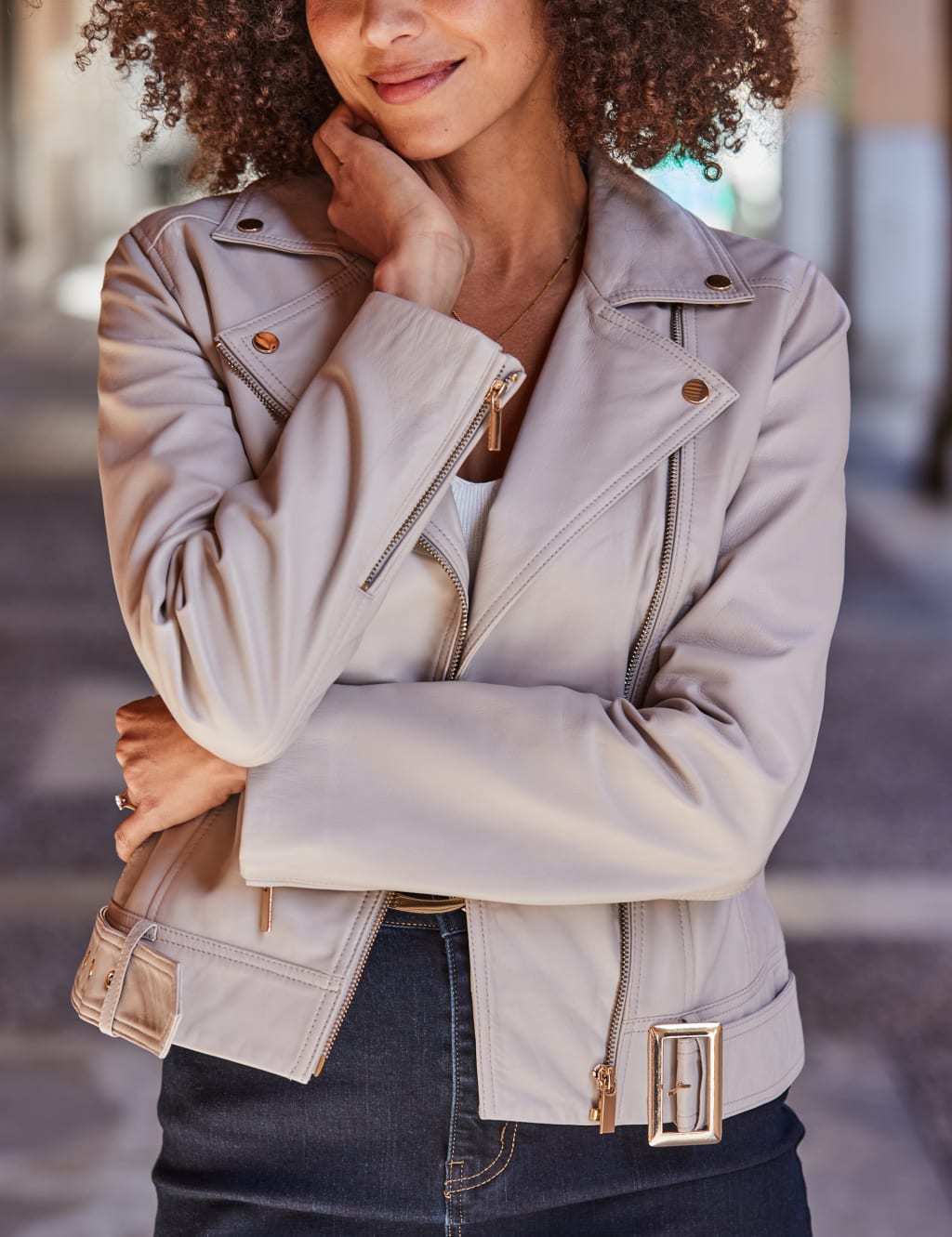 Leather Relaxed Biker Jacket 6 of 7