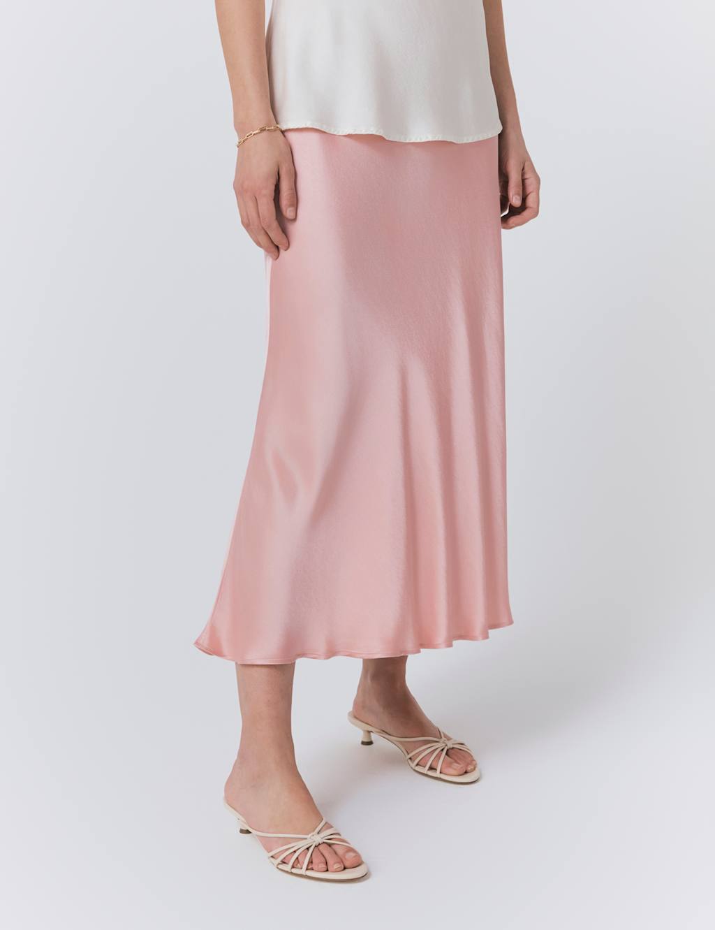 Satin Midi Slip Skirt 2 of 4