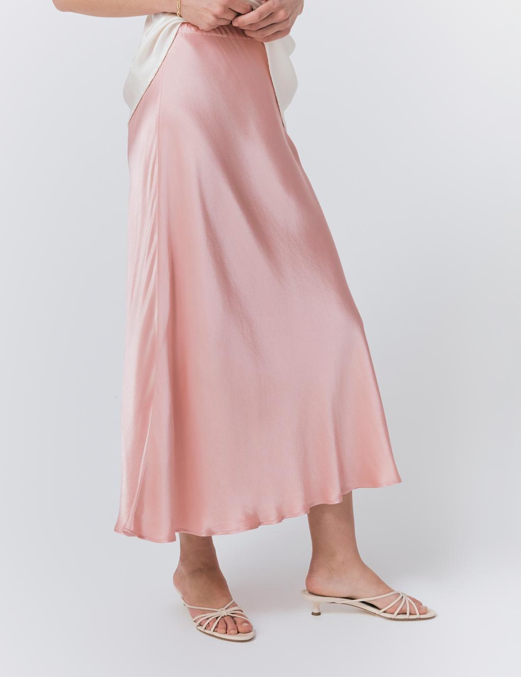 Satin Midi Slip Skirt 4 of 4