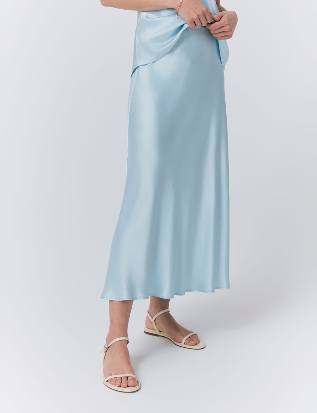 Satin Midi Slip Skirt 2 of 4