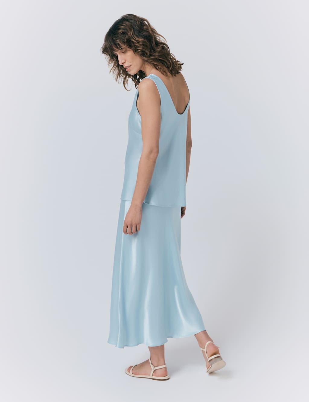 Satin Midi Slip Skirt 3 of 4